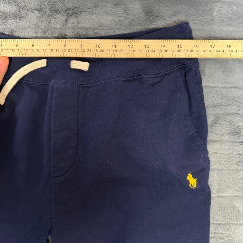 Polo Ralph Lauren Mens Navy Blue Yellow Pony Fleece Joggers Sweatpants Size M